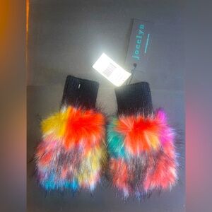 Jocylen Faux Fur Fingerless gloves, multicolor, Unique, NWT!